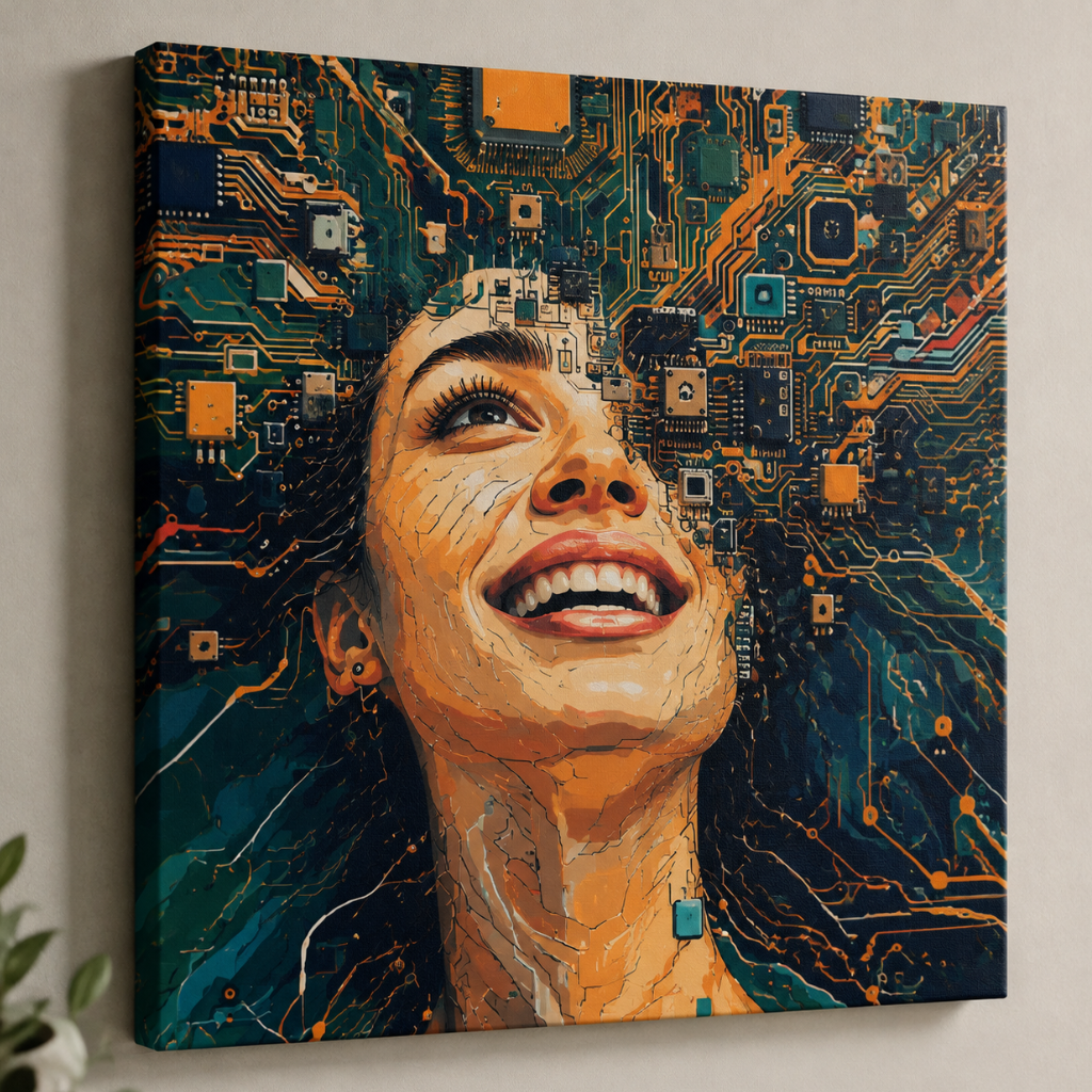 Microchip Technology Canvas Print for Futuristic Electronics Inspired Wall Décor